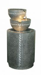 Twee Schalen op een Kolom met Verlichting - 'Graniet'